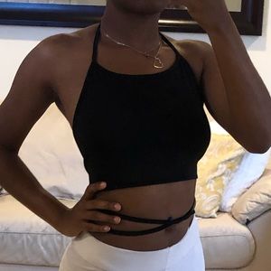 Black tie halter top